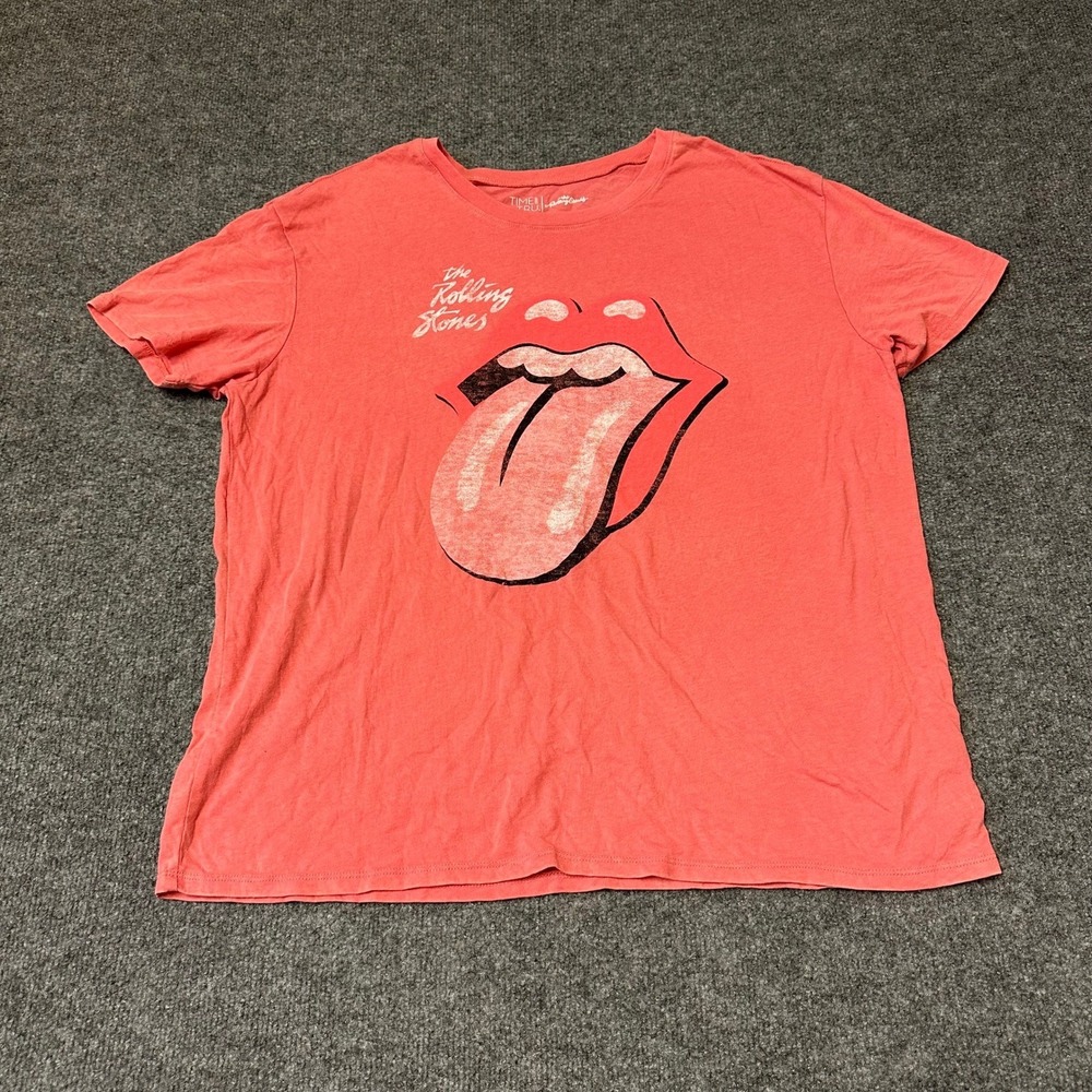 Time and Tru T-Shirt Womens XL Pink Rolling Stones Graphic Band Tee Short Sleeve